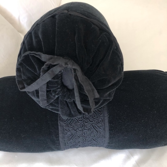 Pair of Velvet Bolo Pillows with Embroidery 18x7.5 - Picture 8 of 9